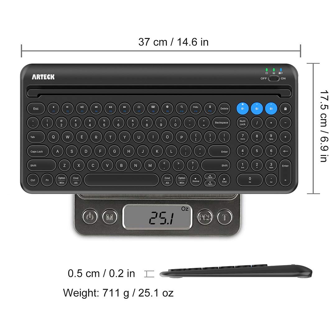 Wireless Bluetooth Keyboard BuiltIn Cradle For Windows iOS Android Mac
