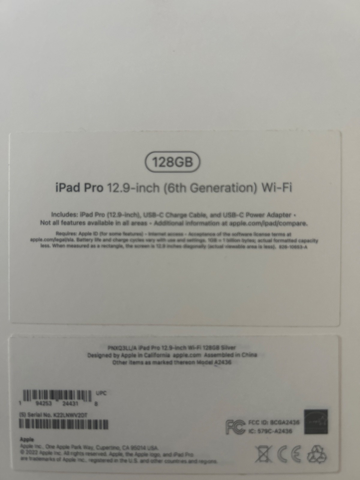 Apple iPad Pro 12.9-inch (6th generation) A2436 128 GB, Wi-Fi, 12.9 in – Silver