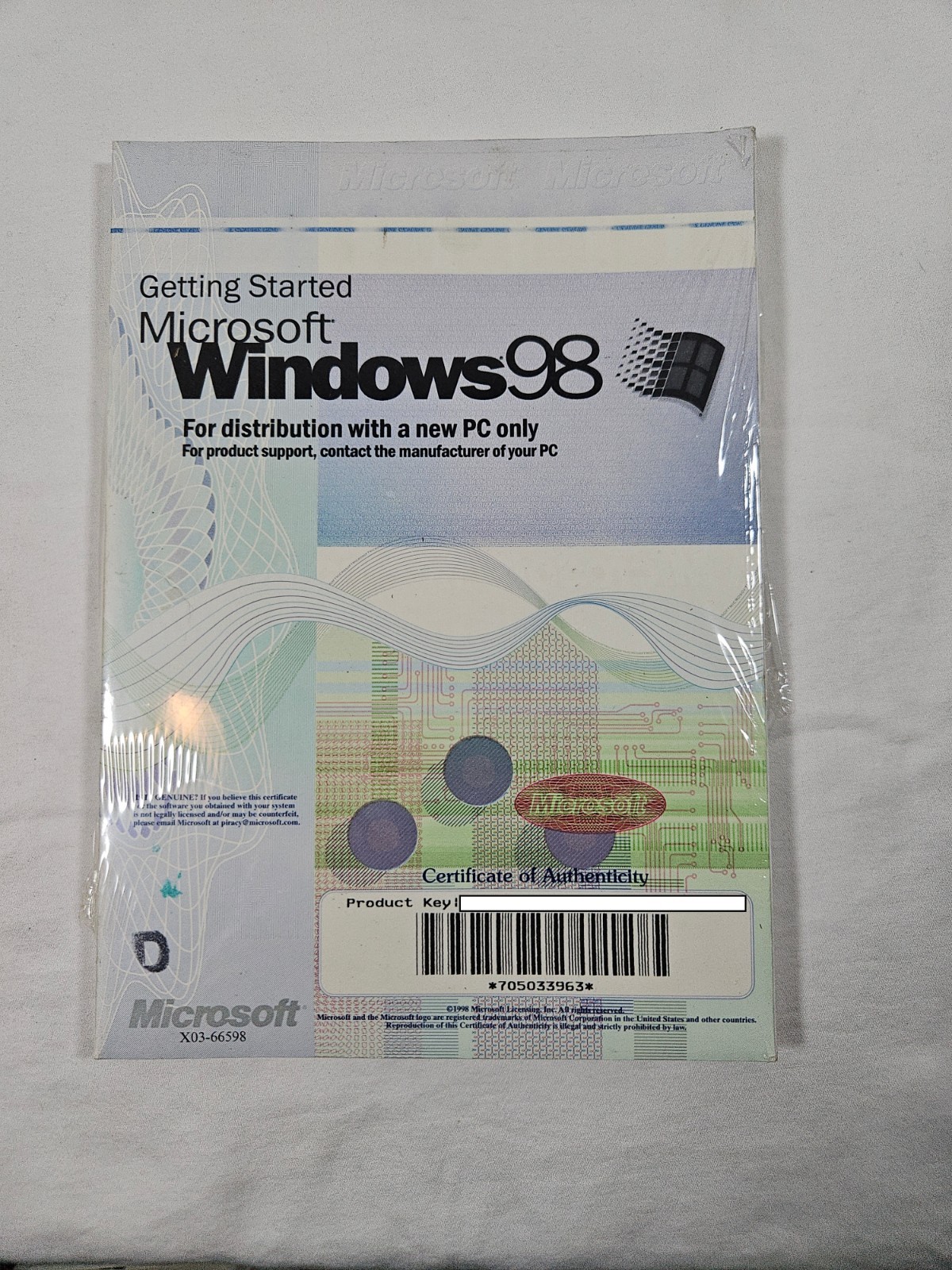 Windows 98 1st Ed. Getting Started Manual With COA & License Product Key – NO CD