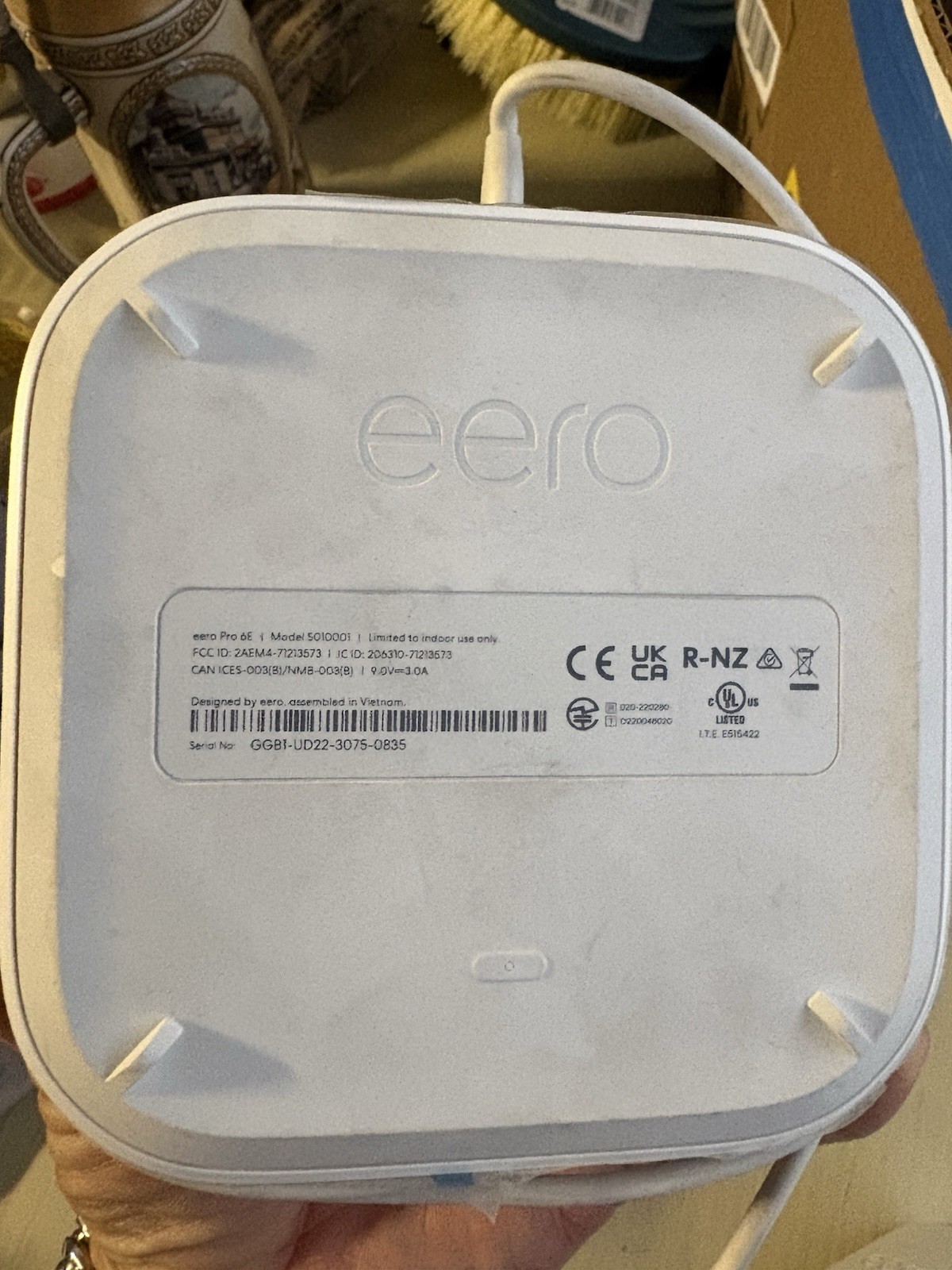 Eero Pro 6E Tri-Band Mesh Wi-Fi Router S010001 white W/ADAPTER – FRONTIER ONLY