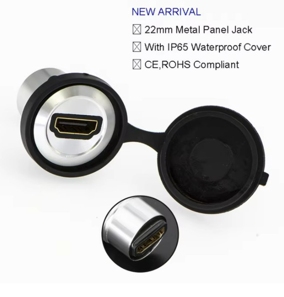 22mm USB connector socket Metal Panel Mounting Diameter HDMI Female to Female