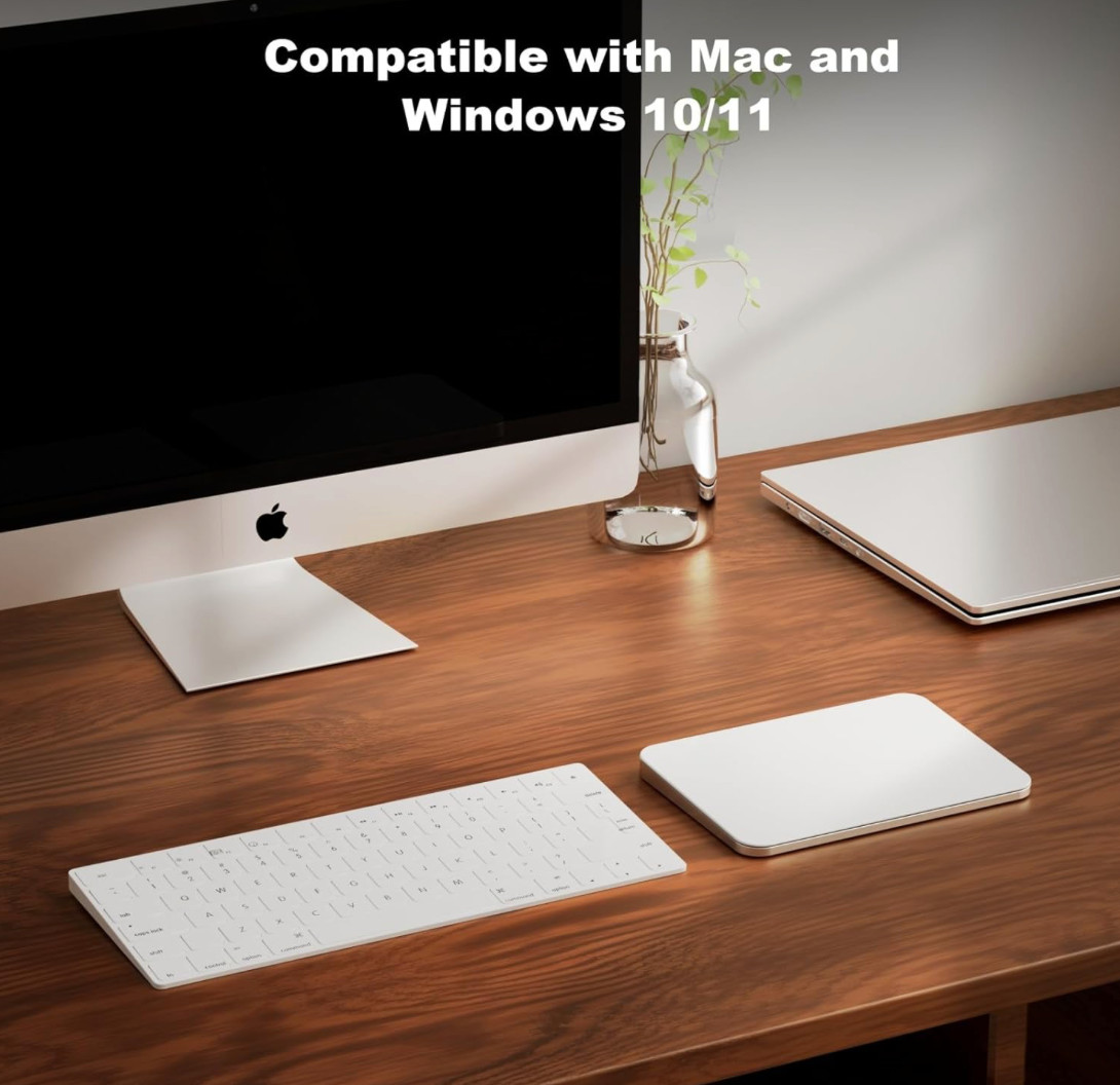 Wireless Trackpad for Mac & Windows with 2.4G USB, 7.5” Glass Surface Touchpad