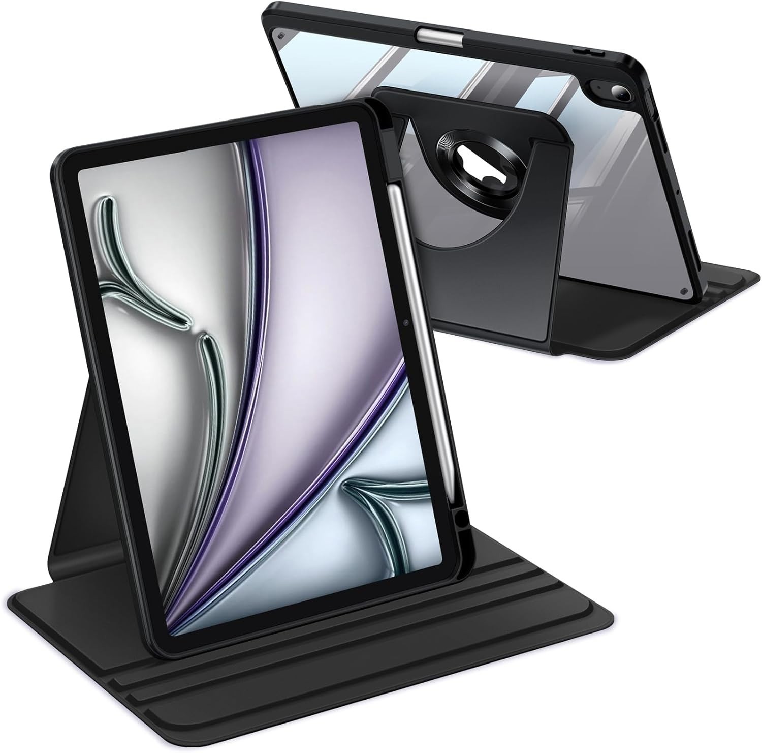 Rotating Case for iPad Air 11-inch M4/M3/M2 (2026/2025/2024) Clear Back Cover
