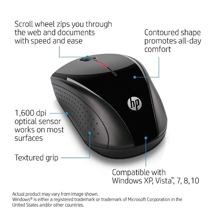 HP X3000 Wireless Mouse Black (H2C22AA#ABL) Genuine USA Seller