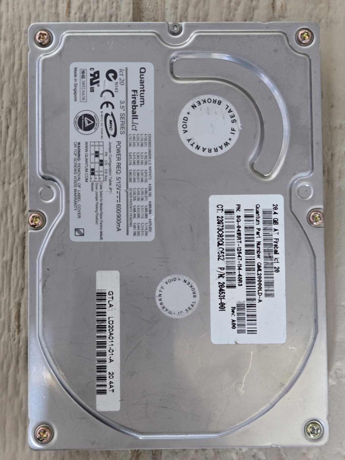 Quantum Fireball Lct20 20.4GB IDE PATA 3.5 Hard Drive Vintage HDD