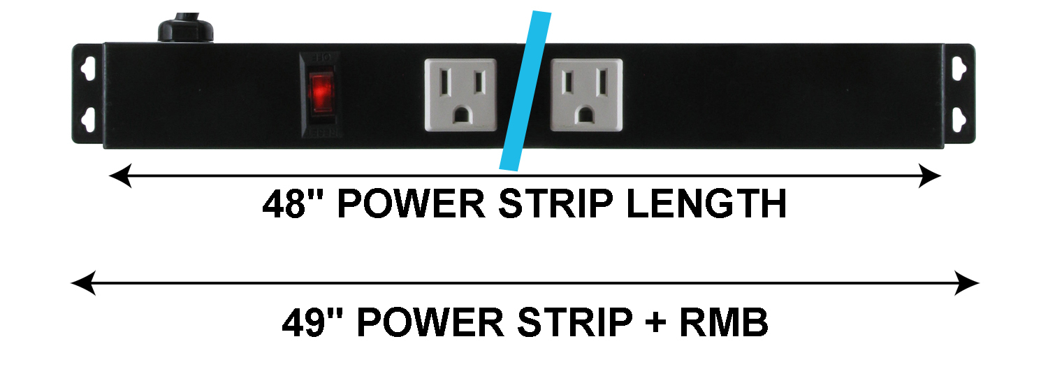 48″ 12 Outlet Metal Rack Mount Power Strip Surge Protected Lighted Power Switch
