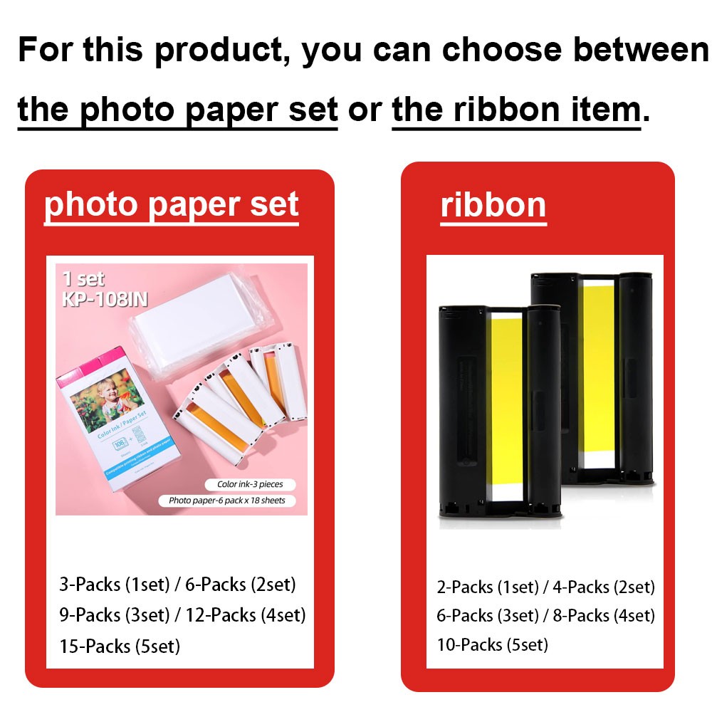 KP-108IN 3 Ink and 108 Paper Sheets for Canon Selphy CP1500 CP910 CP1300 Lot