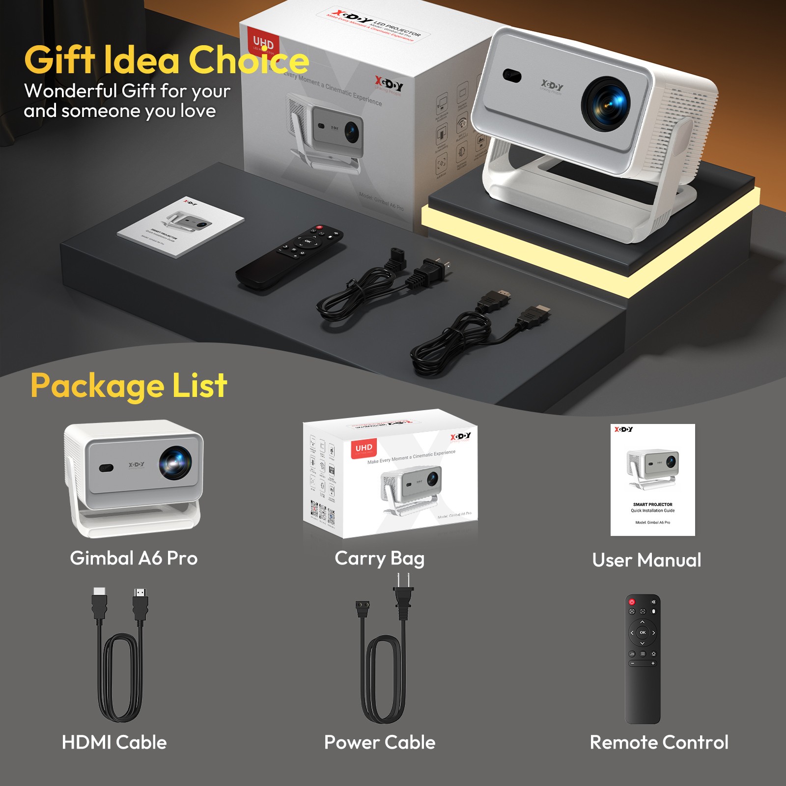 4K HD Smart Projector Android LED 5G WiFi Bluetooth HDMI USB Office Home Theater