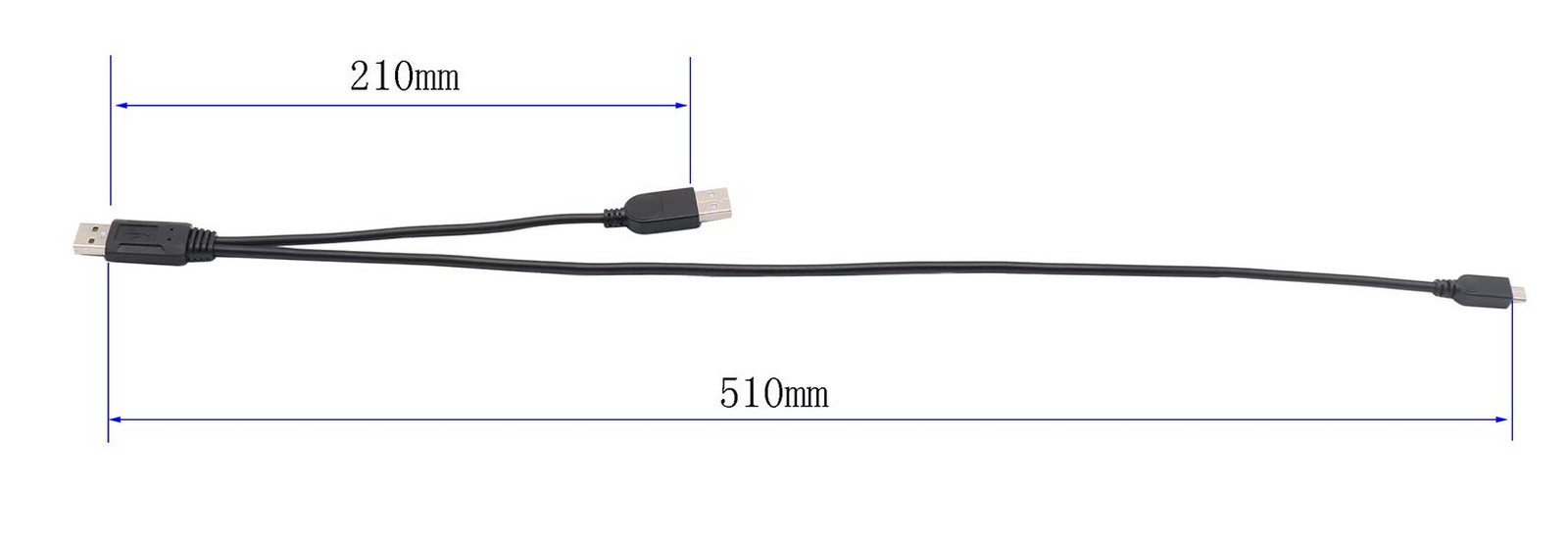 USB 2.0 a Dual Power Micro Cable, USB 2.0 a Male to USB 2.0 a +Micro USB Male Y