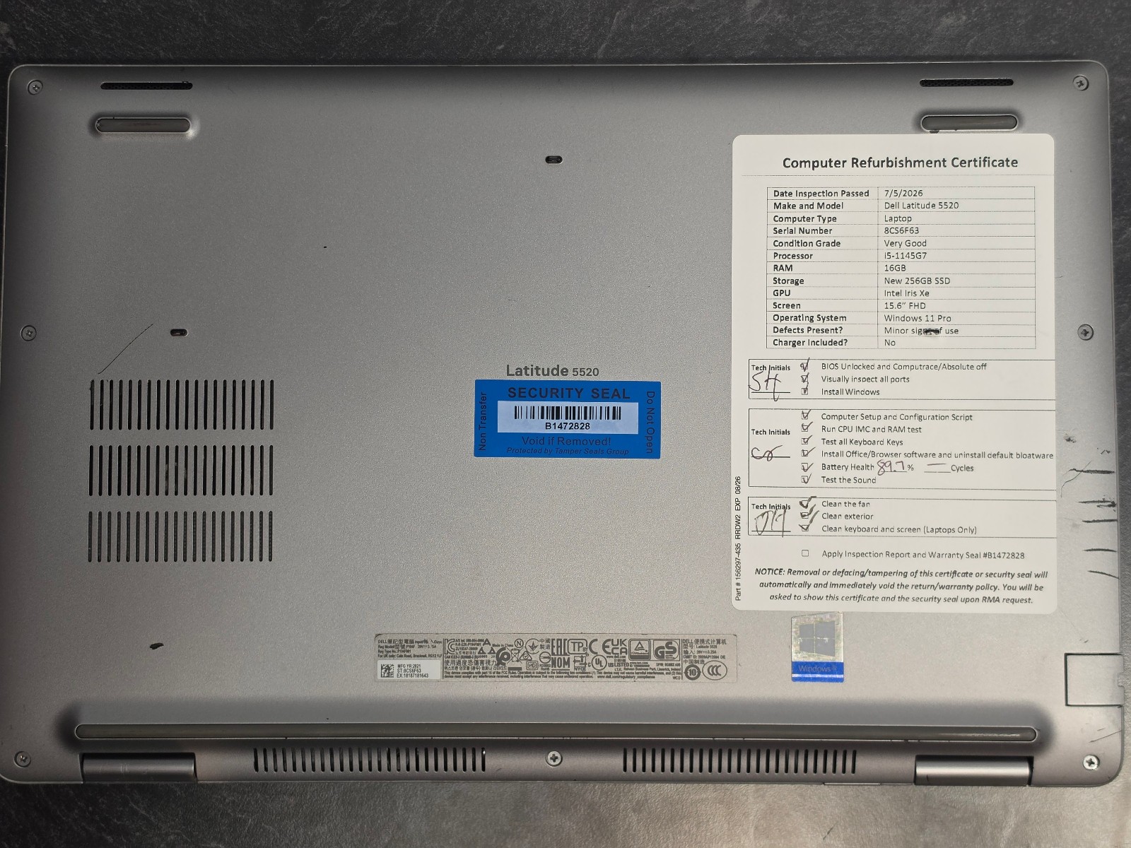 Dell Latitude 5520 15″ Windows 11 Laptop – i5 11th Gen, 16GB RAM, New 256GB SSD