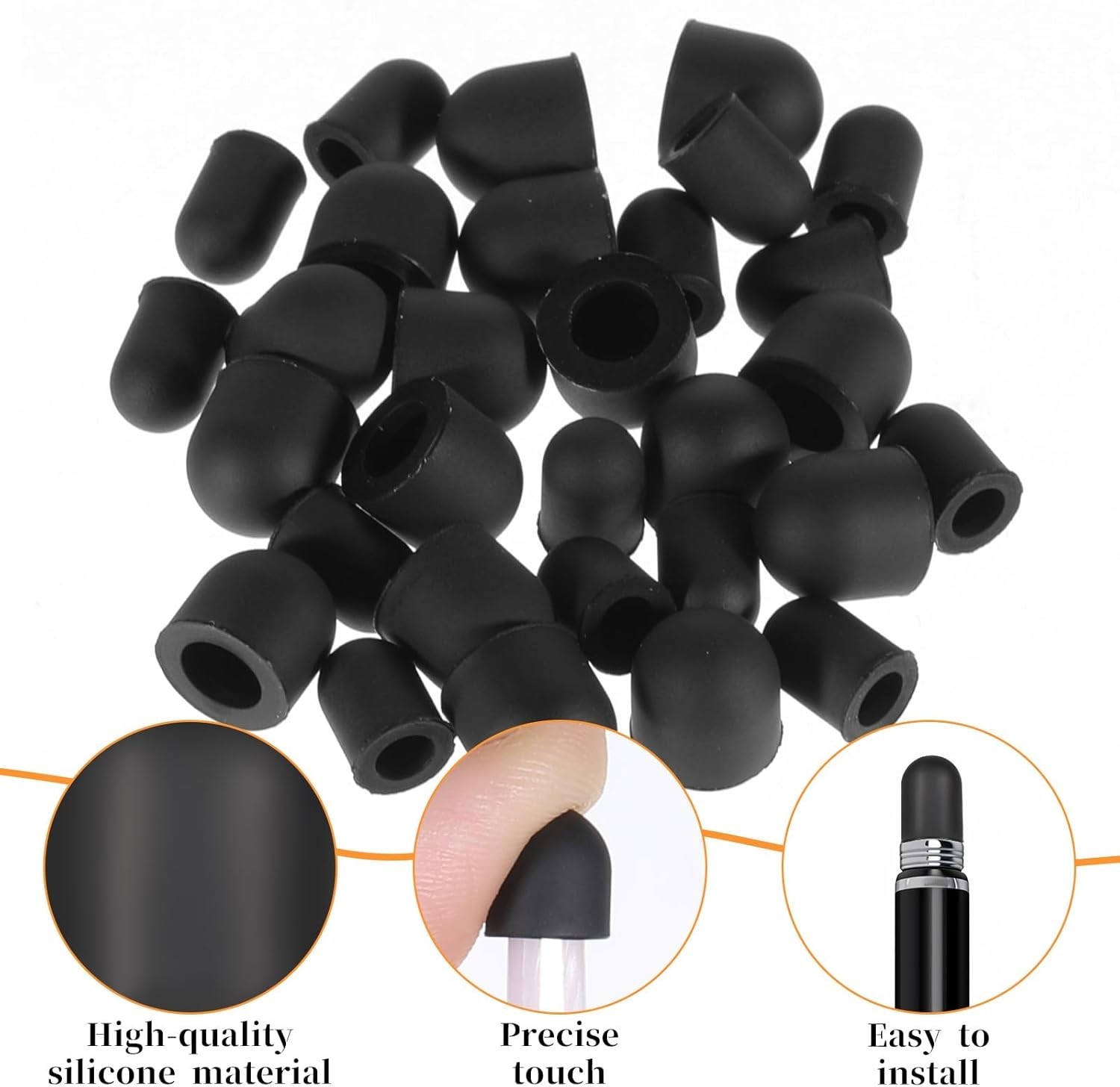 30 Pcs Rubber Stylus Tips – 0.2” & 0.28” Replacement for Touch Screen Accuracy