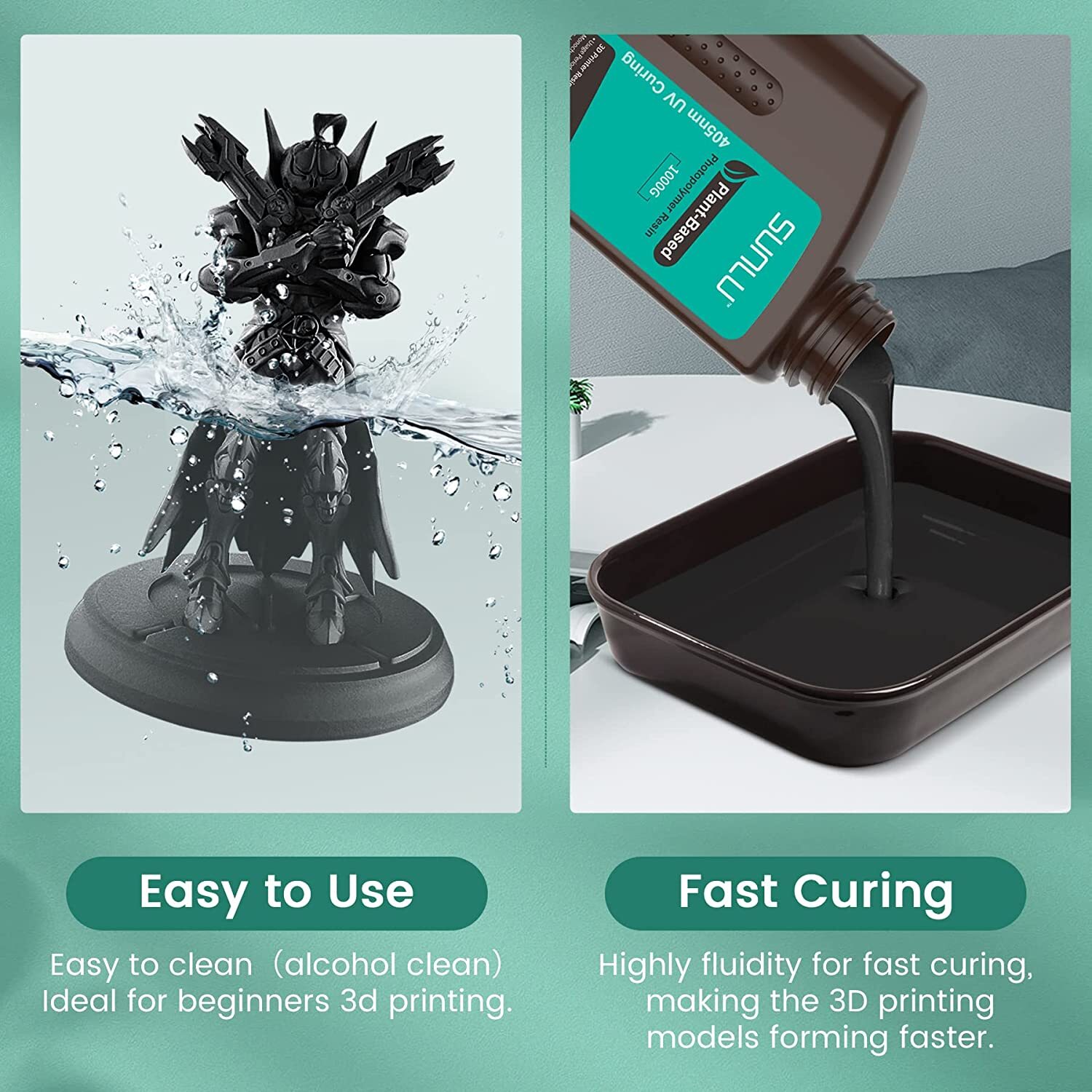 SUNLU 1KG 3D Printer Resin Standard/Water Washable/ABS-Like/Nylon-Like 405nm LCD