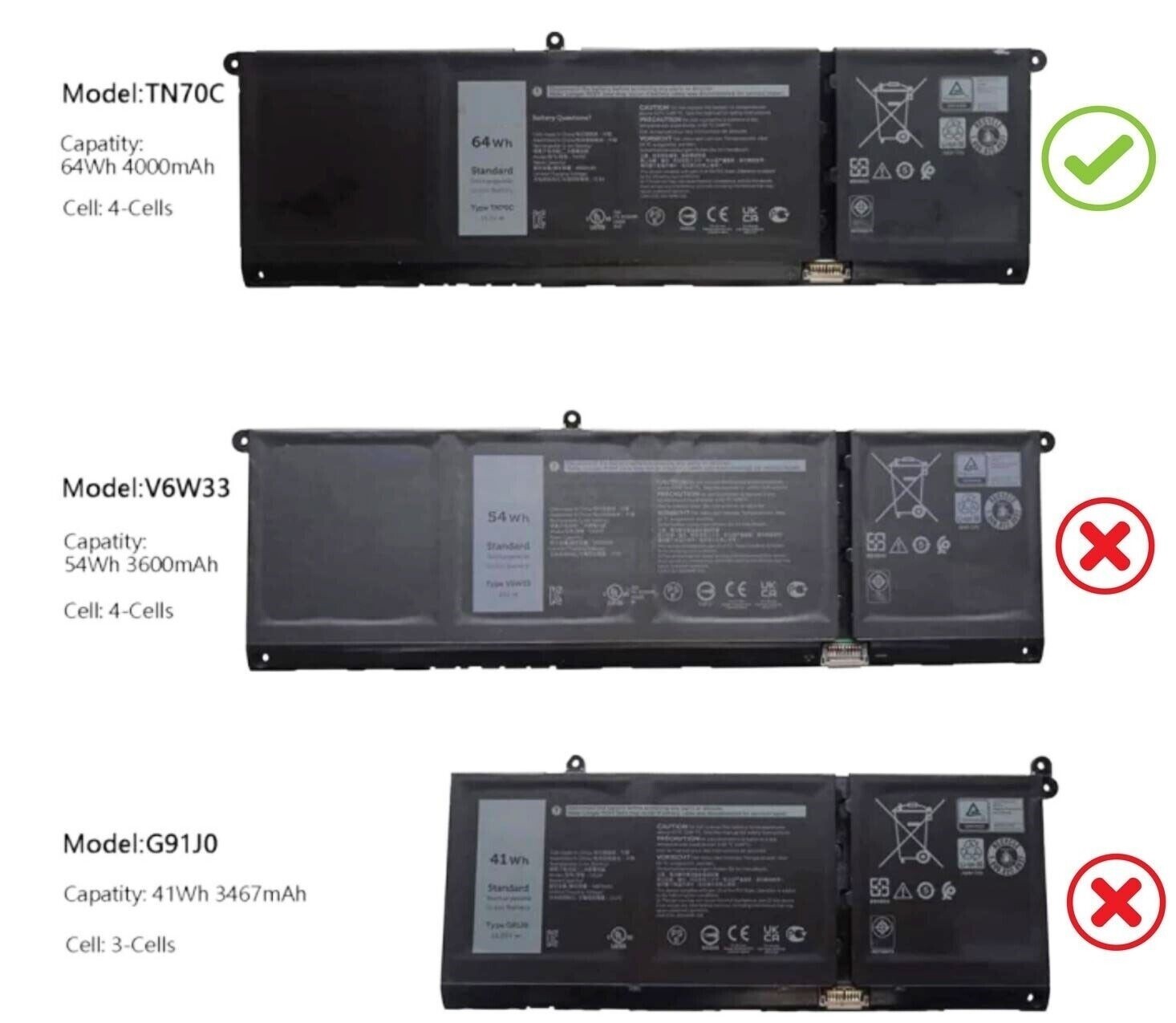 64Wh Battery for Dell 14 Plus 2-in-1 Laptop DB04255 DB04250 2025 P198G P198G002