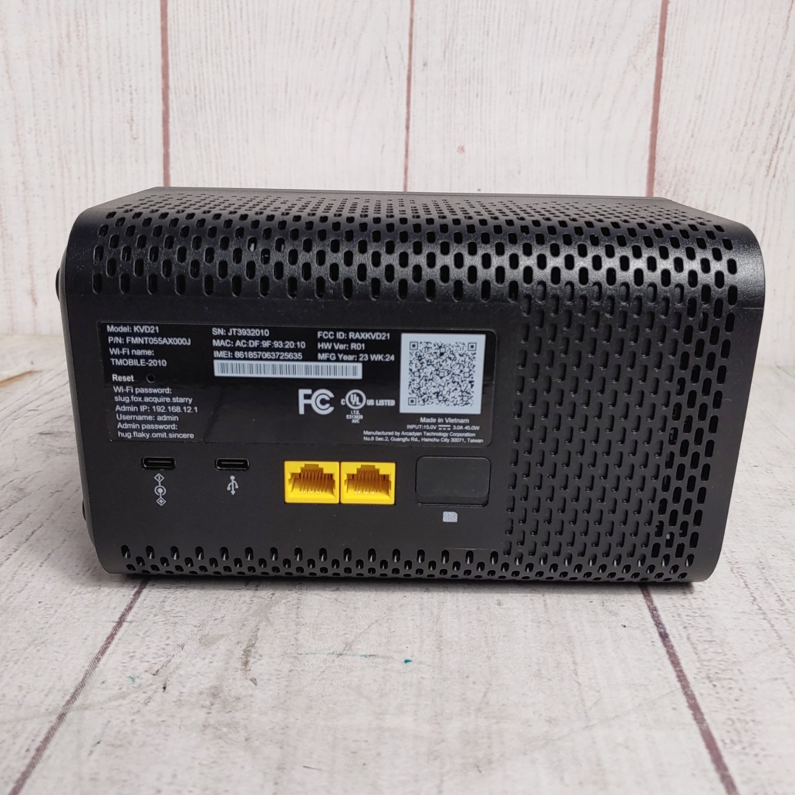 T-Mobile Arcadyan KDV21 5G Wi-Fi 6 Internet Wi-Fi Gateway – No Cables – TESTED