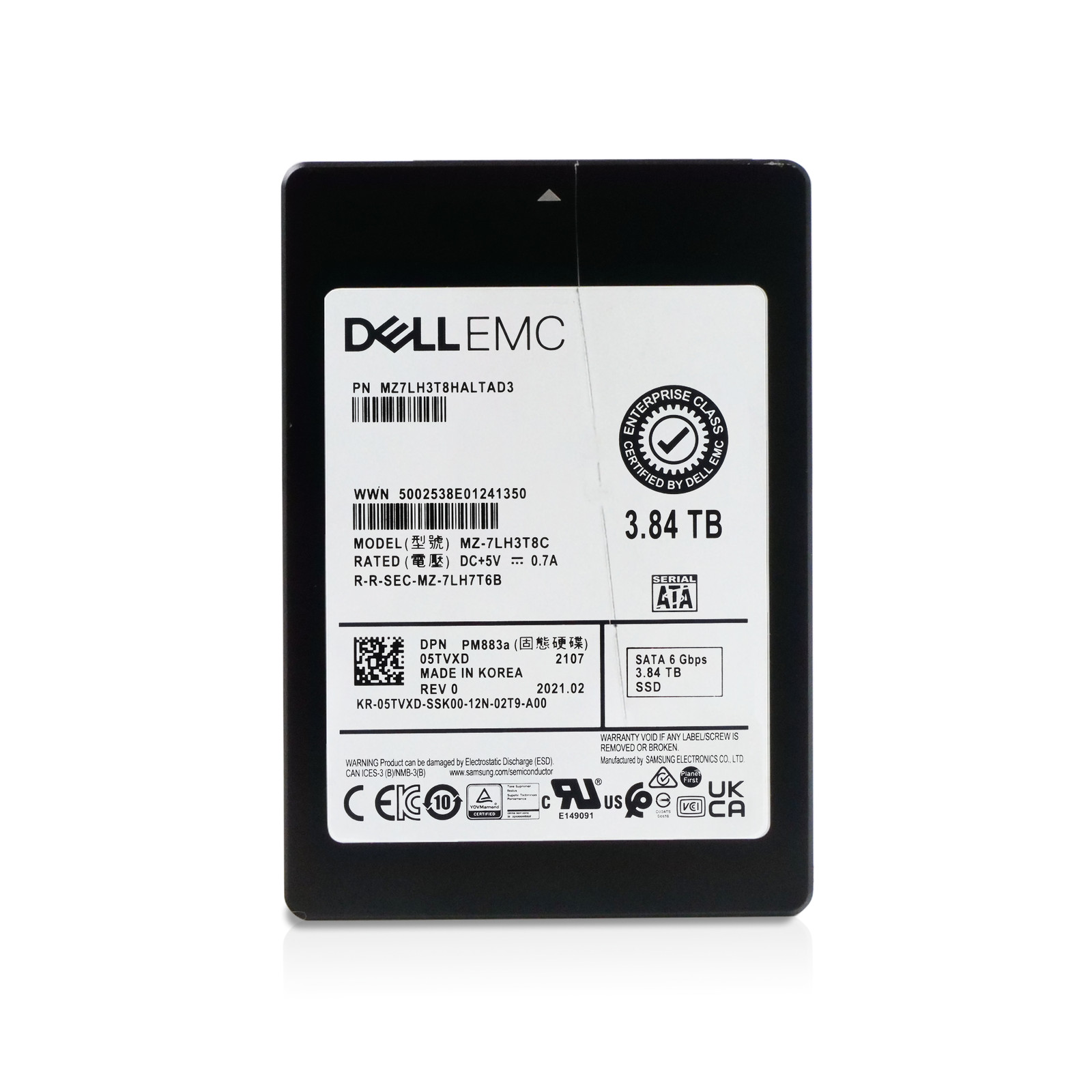 Dell/Samsung 3.84TB PM883a MZ7LH3T8HALTAD3 SATA 6Gb/s 3D TLC 1 DWPD 2.5″ SSD