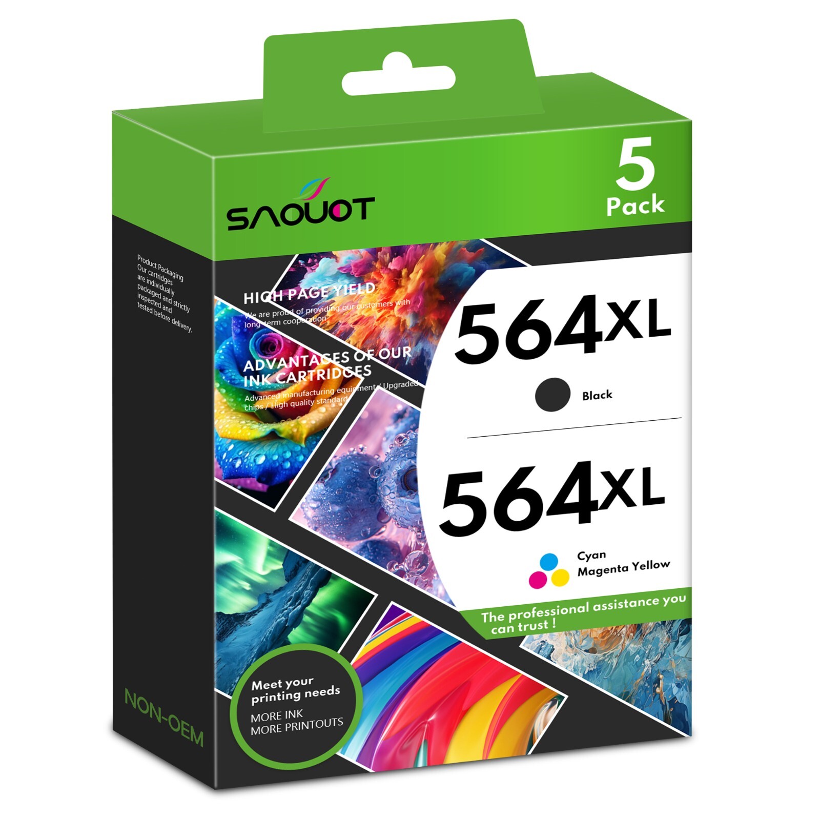 564XL Ink Cartridges Replacement for HP OfficeJet 4620 PhotoSmart 7510 7515