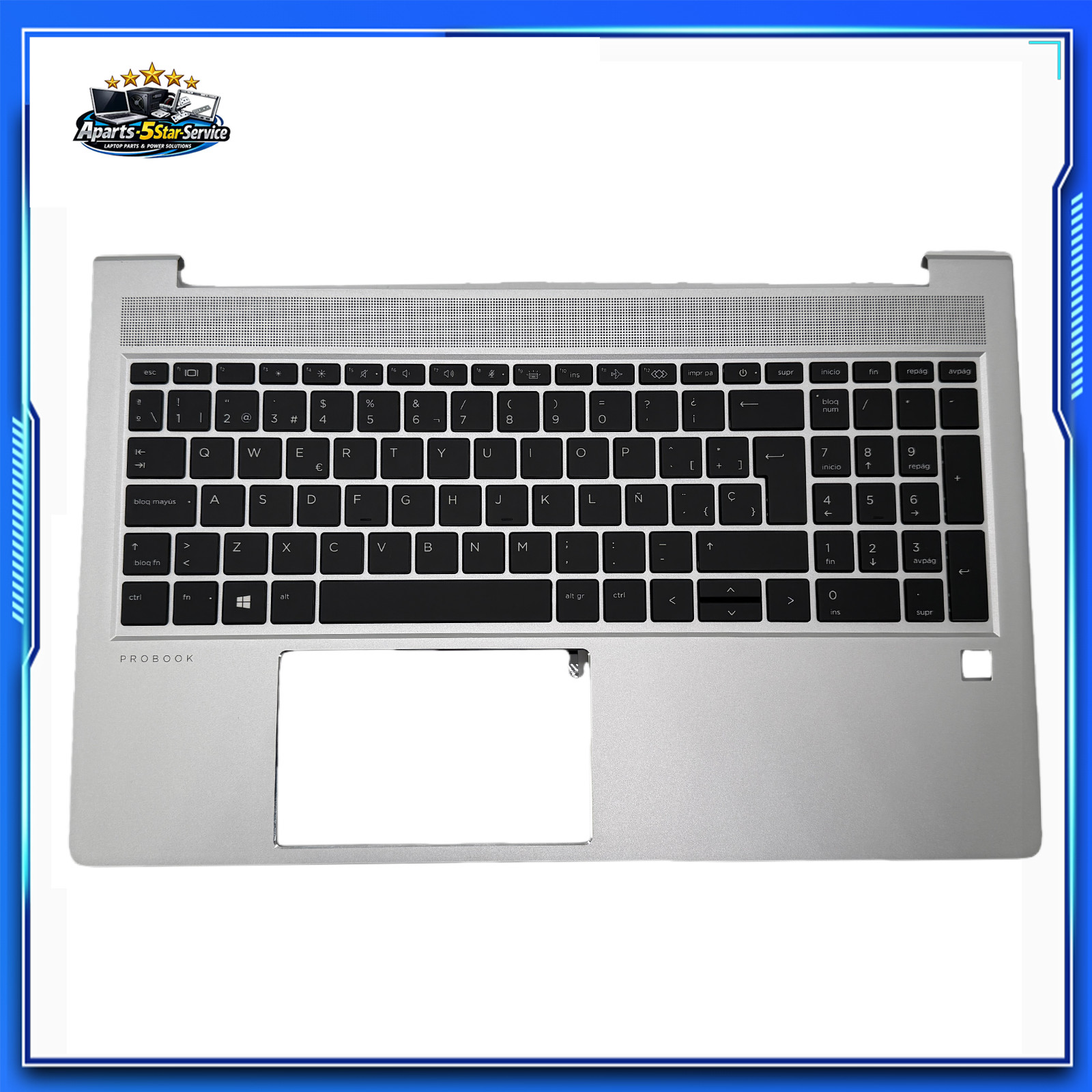 For HP ProBook 450 G8 455 G8 Spanish Backlit Keyboard Palmrest Upper Case
