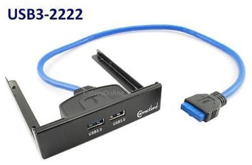 2-Port USB 3.0 SuperSpeed 3.5″ Front Panel w/ Built-in 20-Pin Header Cable