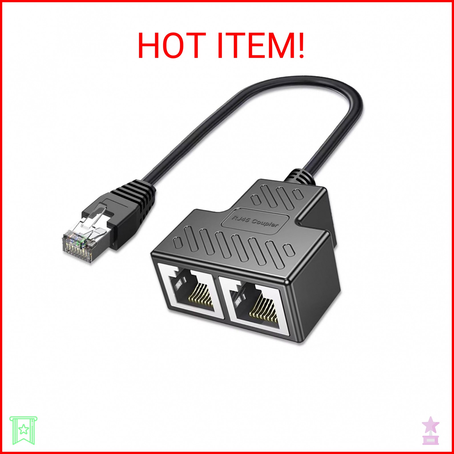 AKWOR Ethernet Splitter 1 to 2, RJ45 Network Splitter Starlink Ethernet Adapter,