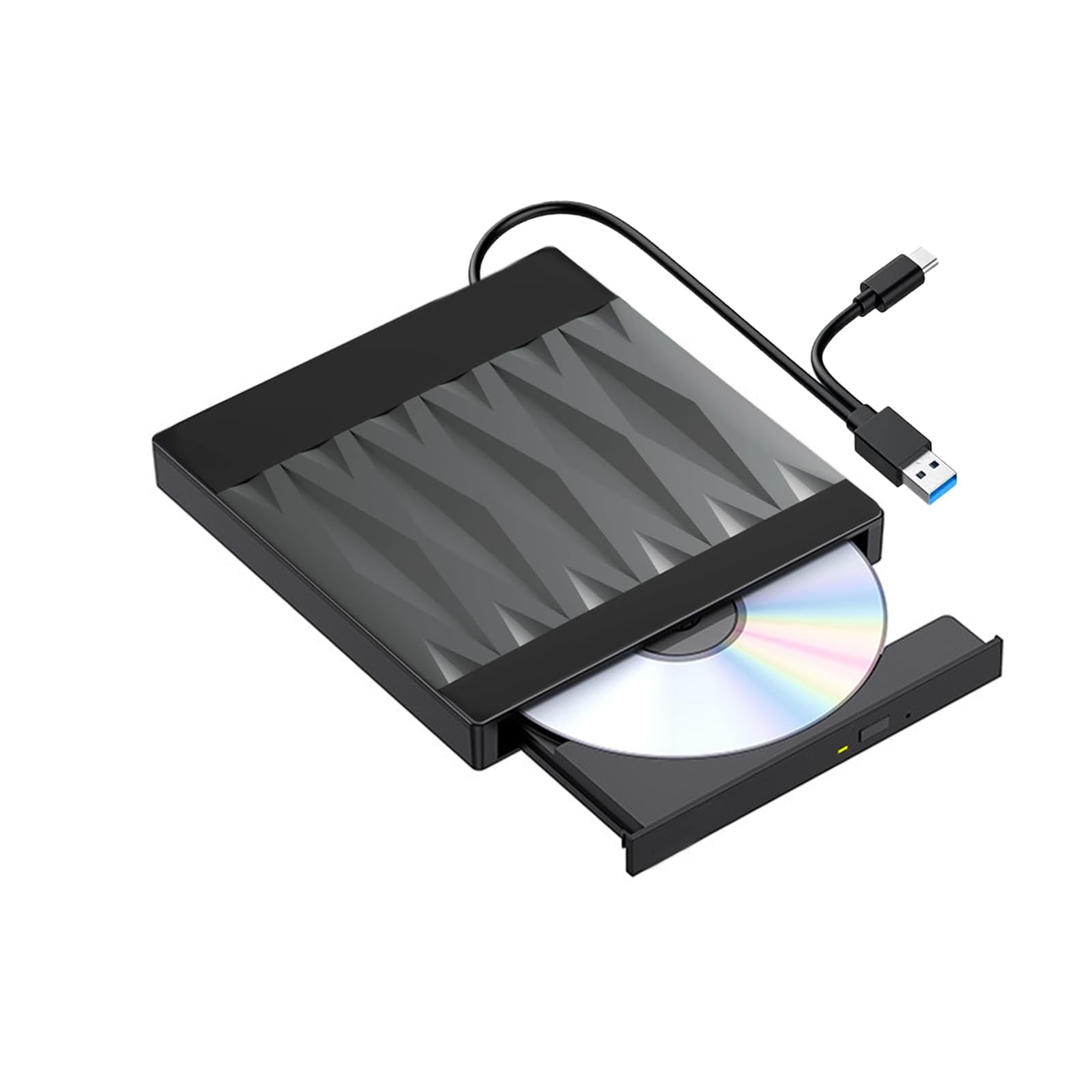 Svemei External CD/DVD Drive USB C & 3.0 Portable Burner Reader black