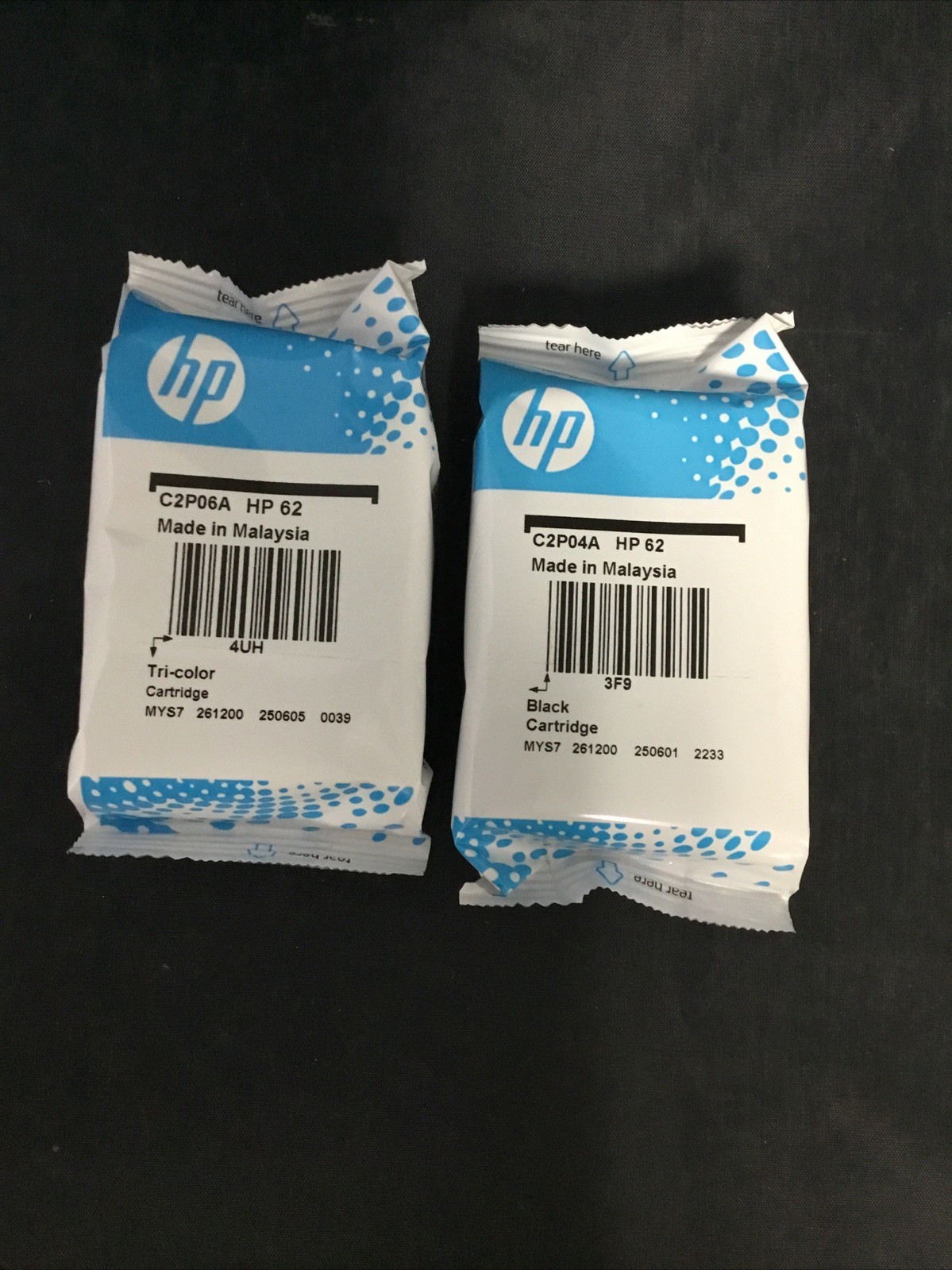 Genuine HP 62 Standard Black & Tri-Color Ink 2 PACK (Expires 12-2027)