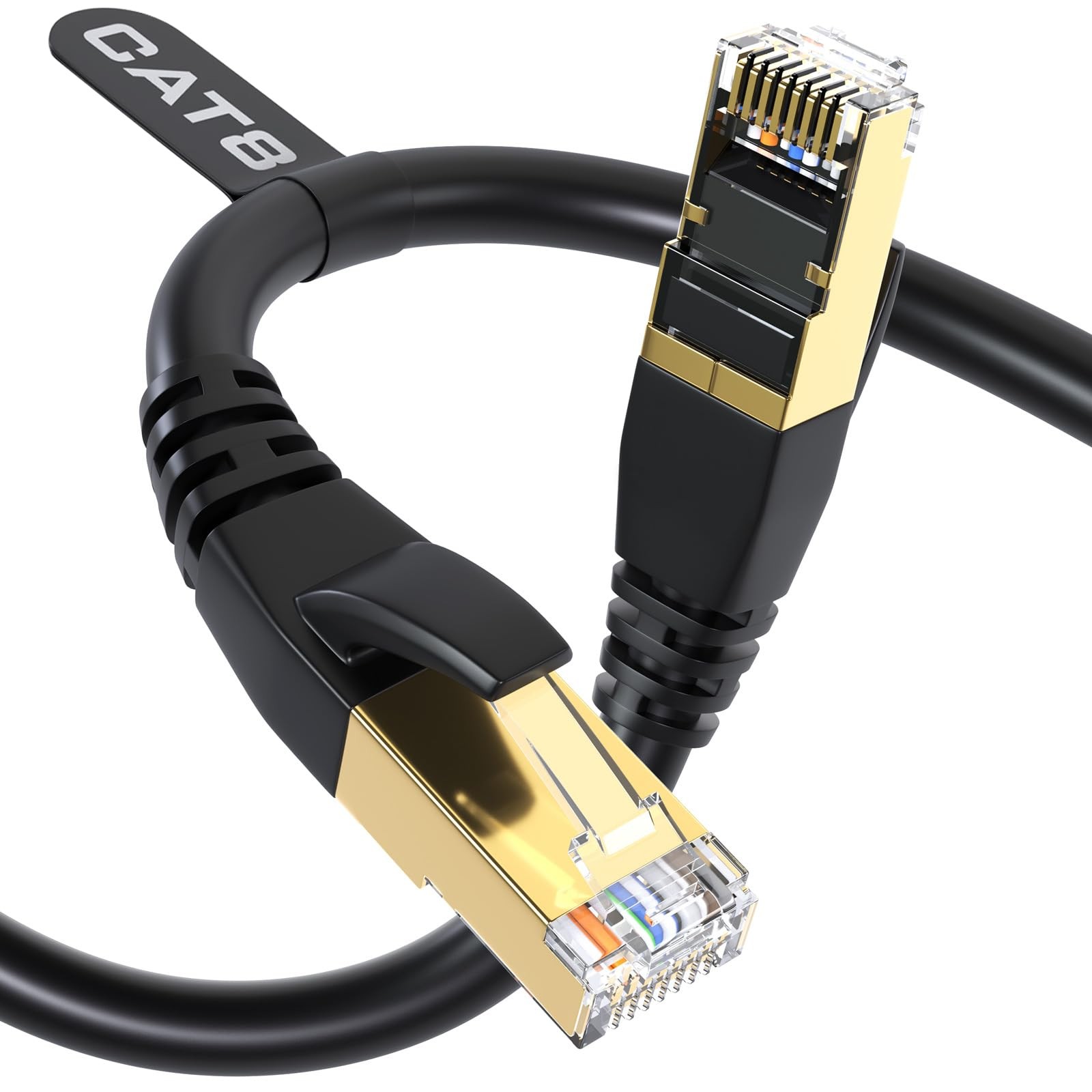 Cat 8 Ethernet Cable 40Gbps 2000MHz 3FT Supports Cat7 Cat6 Cat5e Cat5