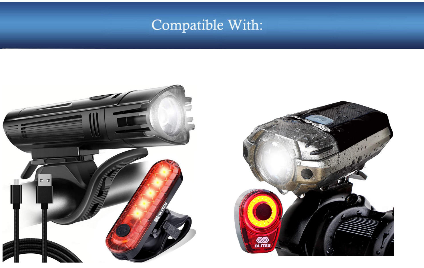 USB Cable or AC Adapter For BLITZU Gator 320 390 450 USB Rechargeable LED Bike