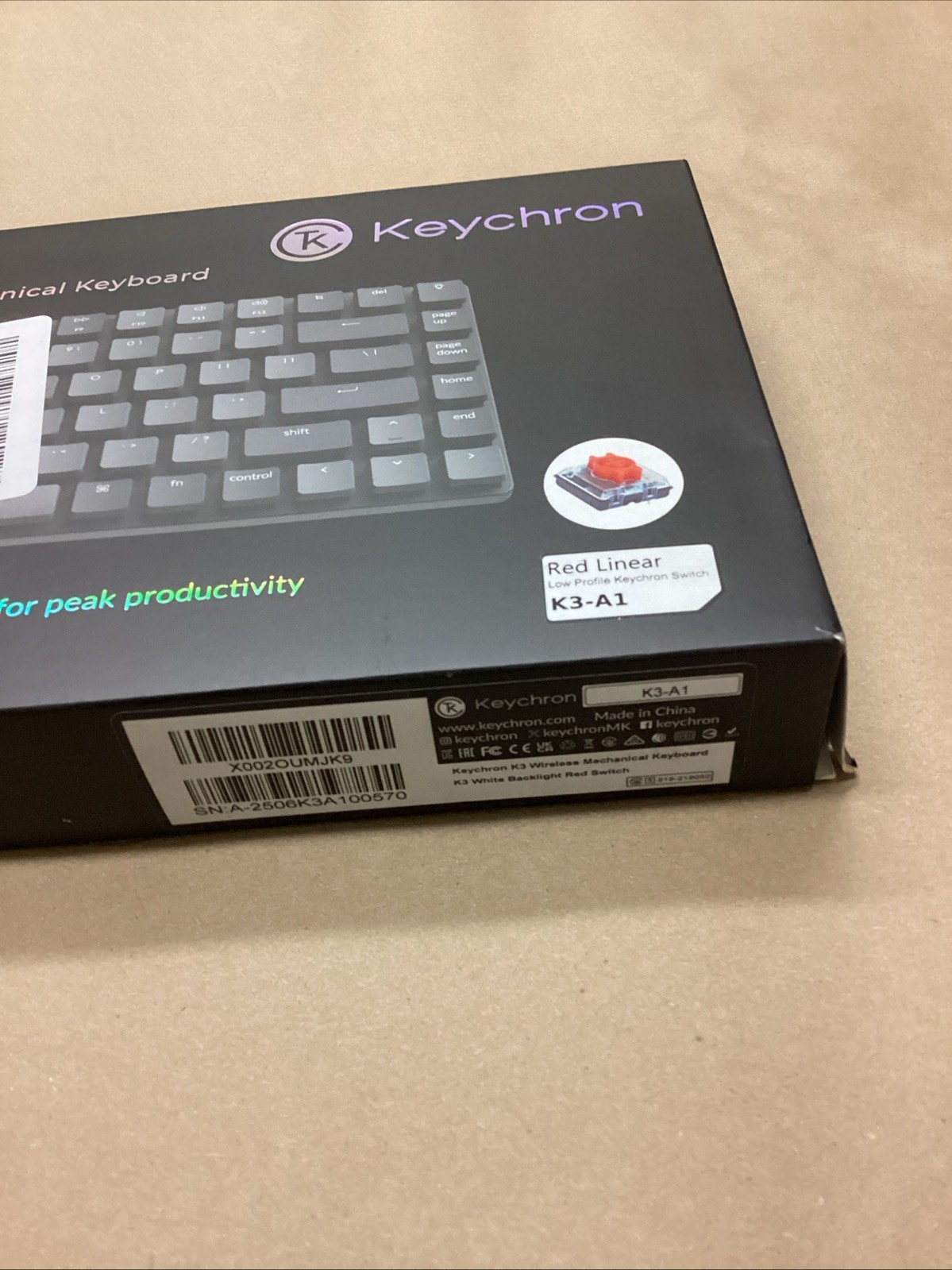 Keychron K3 Low Profile Wireless Mechanical Keyboard Red Linear Illuminated