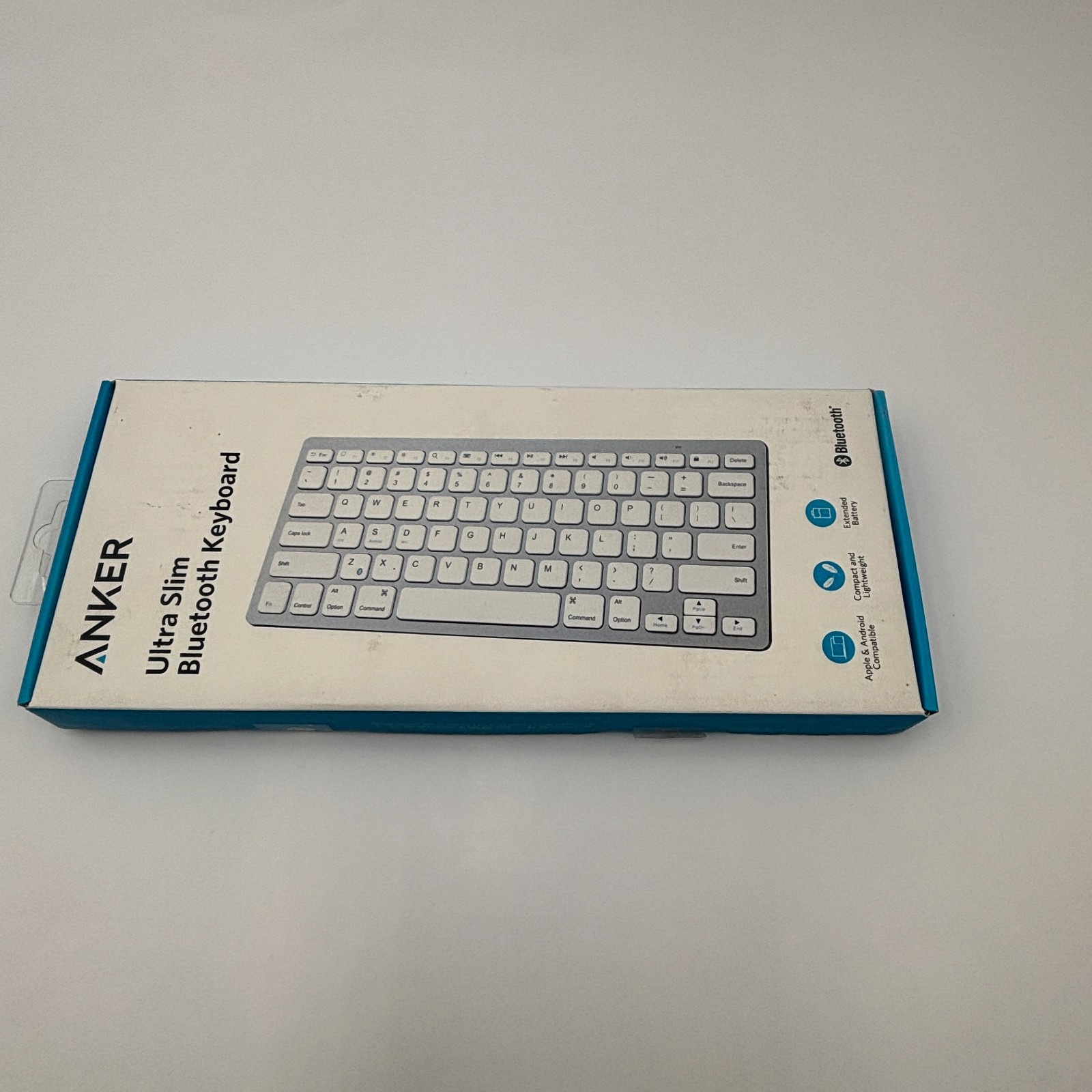 Anker Ultra Slim Bluetooth Keyboard – White – WiFi+Bluetooth – New Open Box