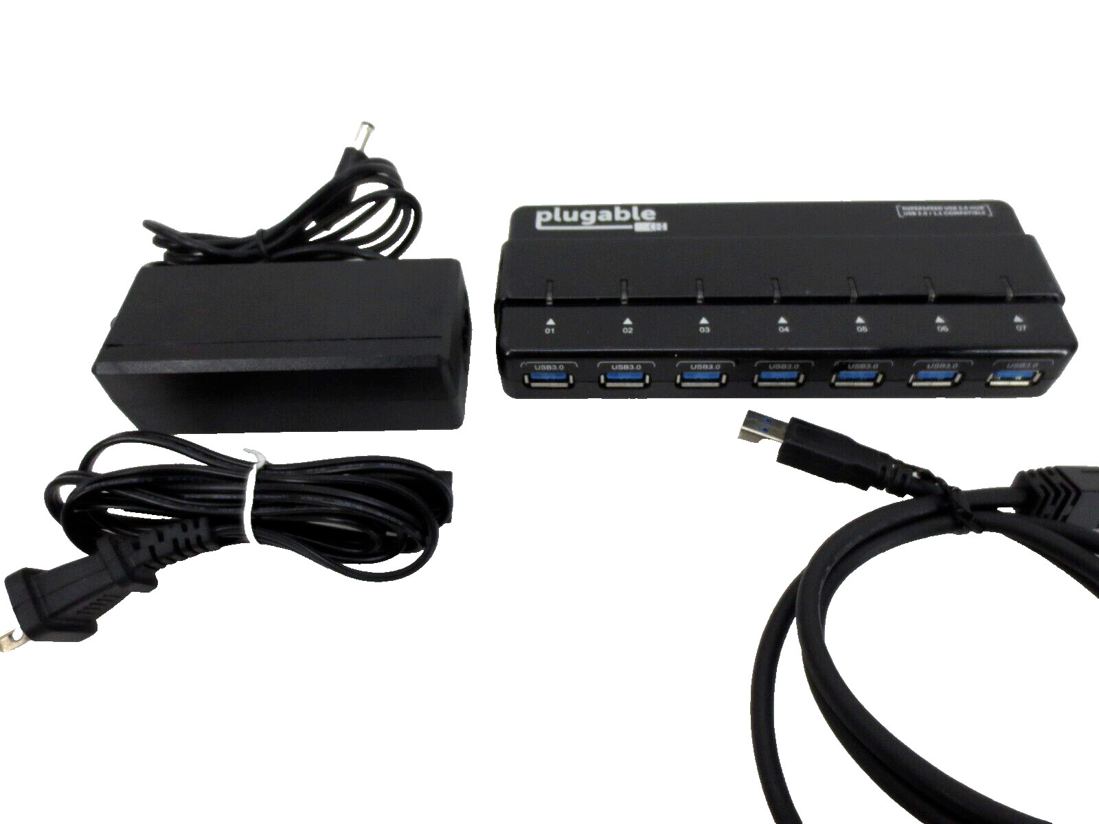 Lot of 2 – Plugable 7 Port USB 3.0 Hub with 25W Power Adapter USB3-HUB7-81X