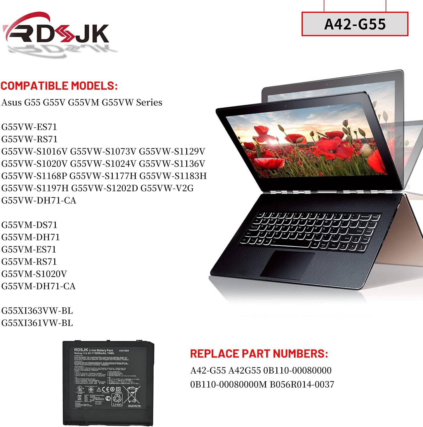 A42 G55 Laptop Battery for Asus G55 G55V G55VW G55VM DH71 G55VM DS71 G55VM ES71