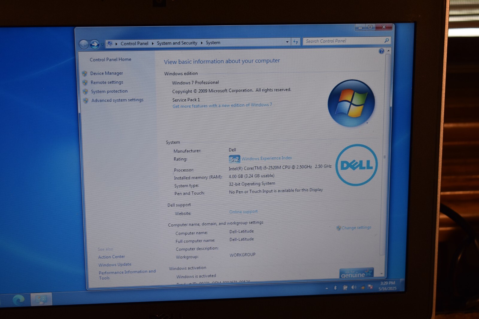 Dell Latitude E6420 Intel Core i5-2520M 4GB RAM 500GB HD Windows 7 32-bit Webcam