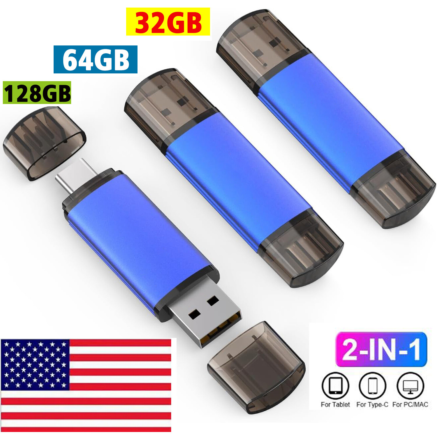 KOOTION 2-in-1 USB C Flash Drive USB-A&USB-C 2.0 Dual Drive OTG Memory Stick