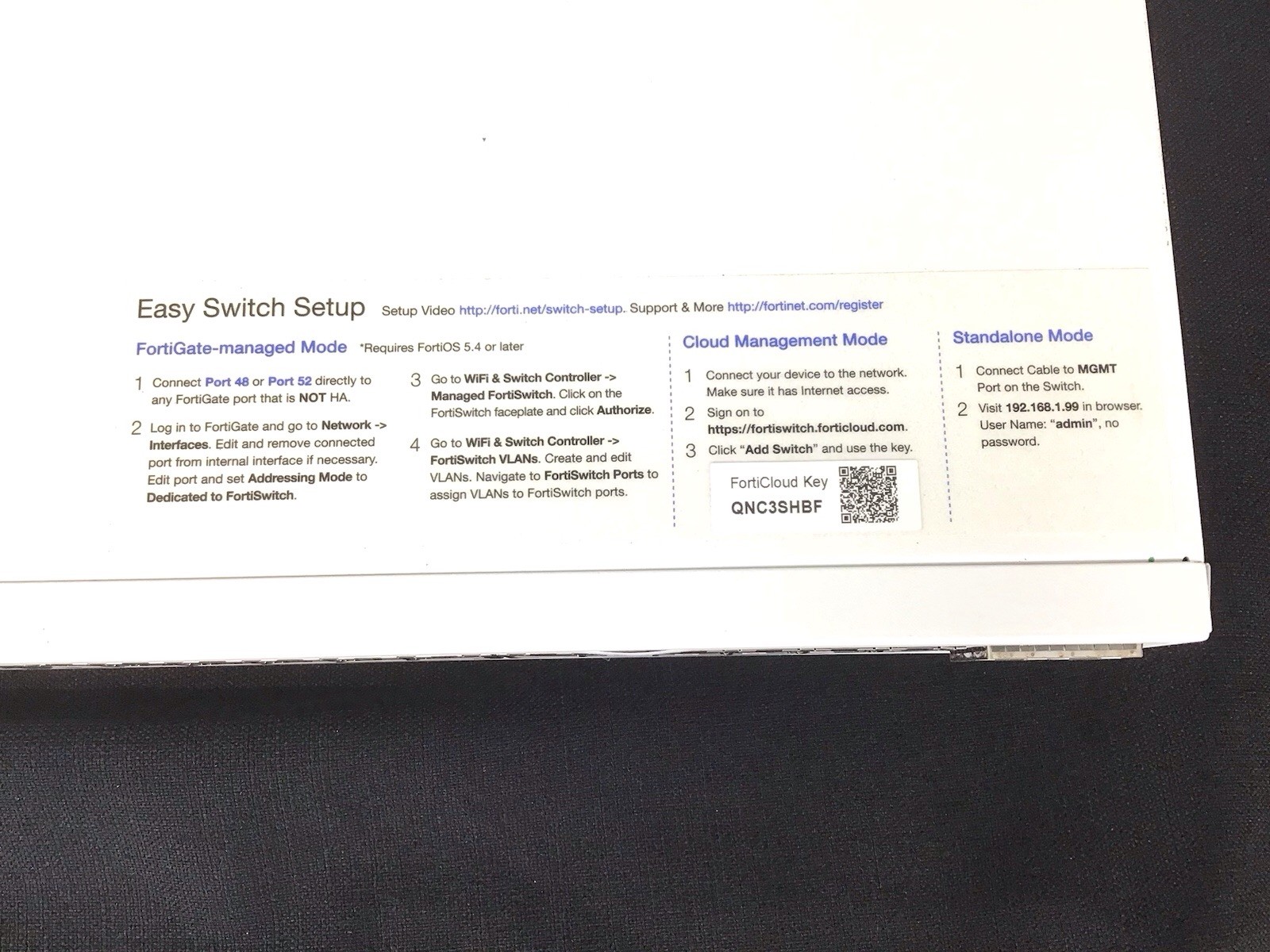 Fortinet FortiSwitch 448E-FPOE 48-port Ethernet Switch New Open Box Never Used