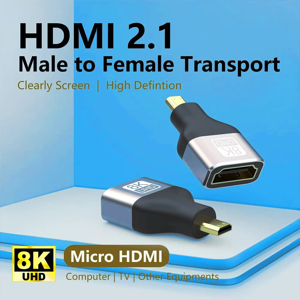 Micro HDMI Male to HDMI Female Adapter Connector 8K 60Hz V2.1 Ultra HD Converter
