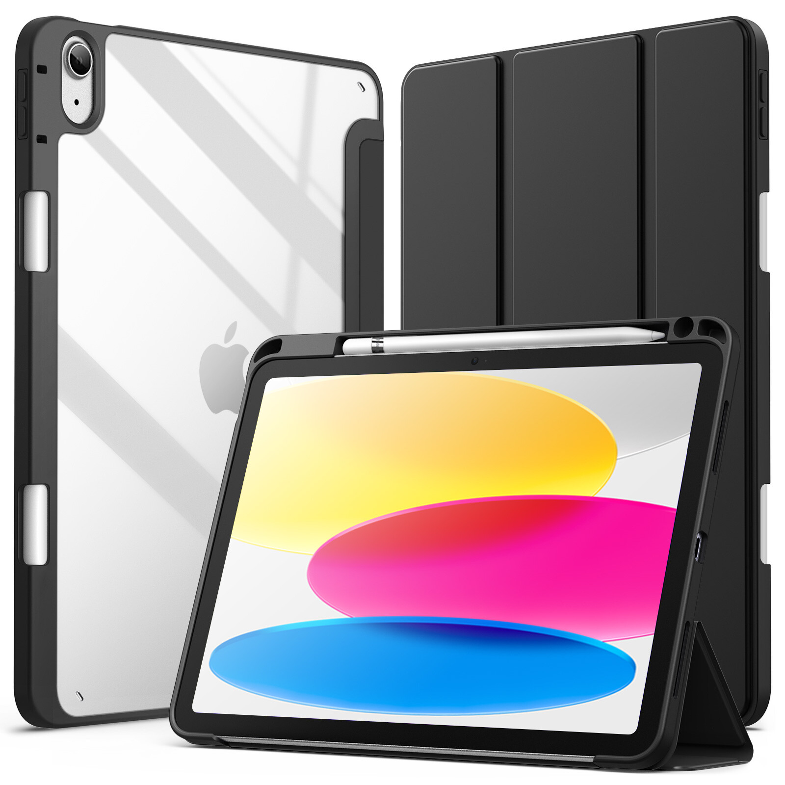 JETech Case for iPad 10 (10.9-Inch, 2022 Model) with Pencil Holder Clear Back