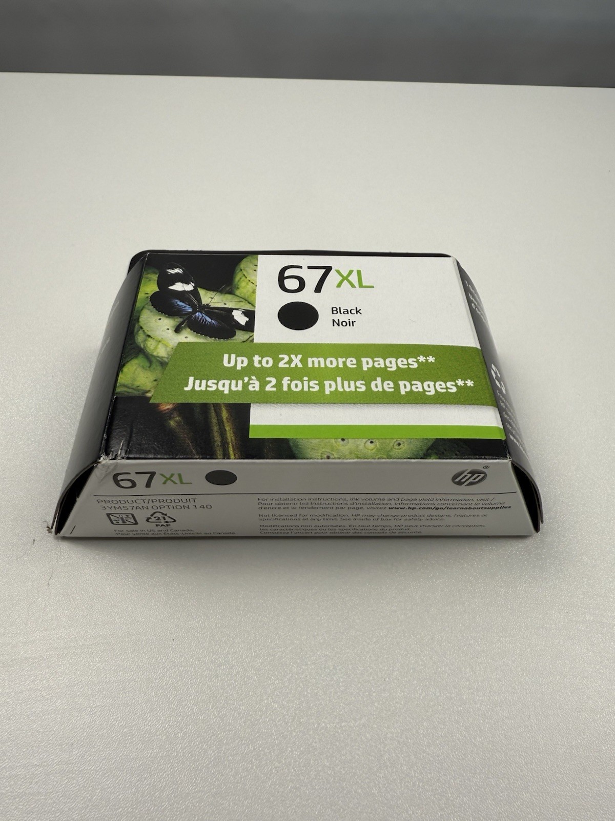 HP 67XL Black High-Yield Ink Cartridge Option 140 for DeskJet 3YM57AN 10/26-New
