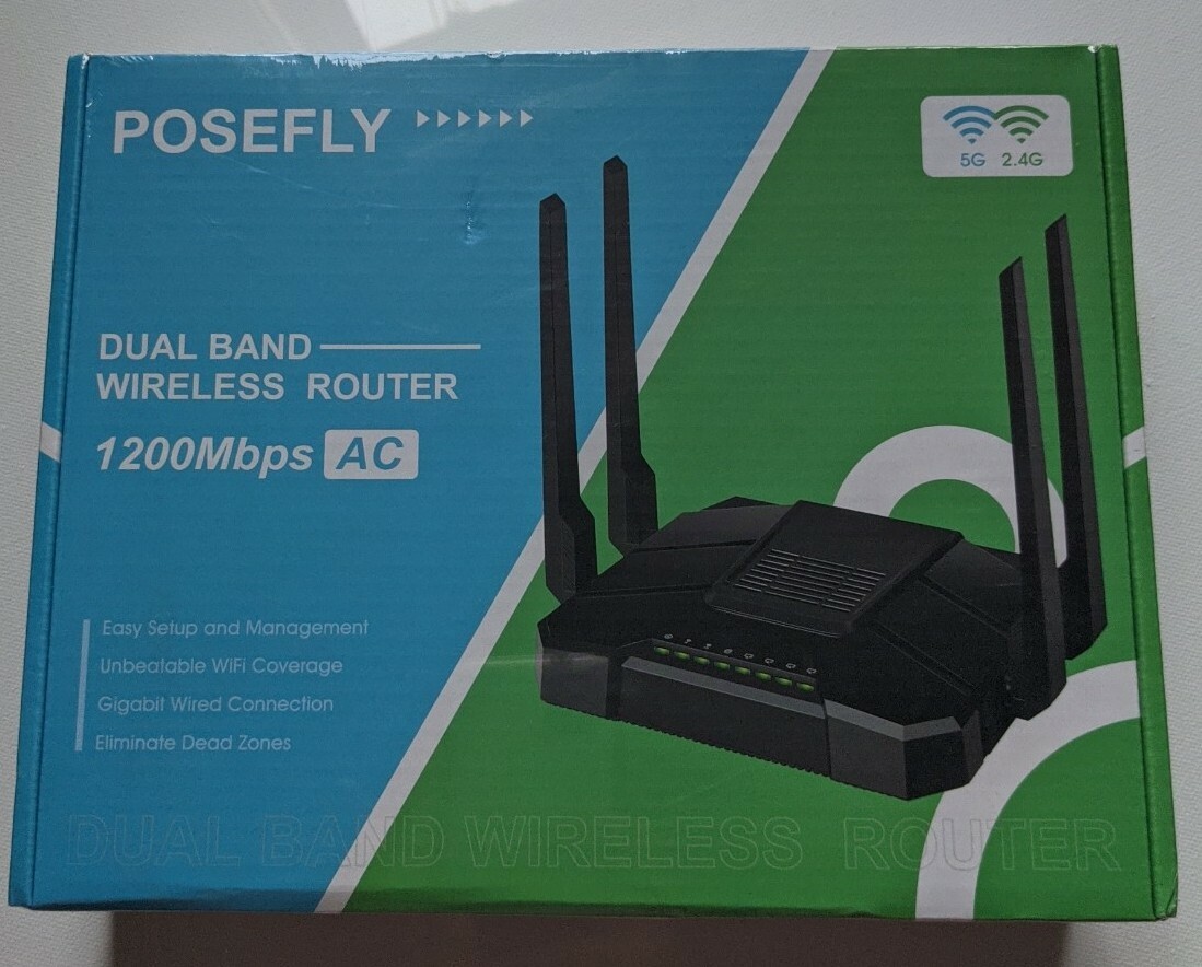 Posefly Dual Band WiFi Router With 5G Wireless up to 1200mbps