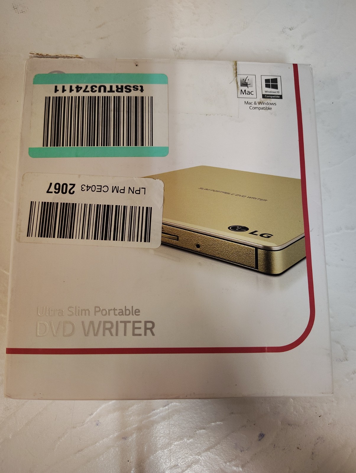 NEW LG External UltraSlim Portable DVD Writer Mac & Windows Gold GP65NG60 M Disc
