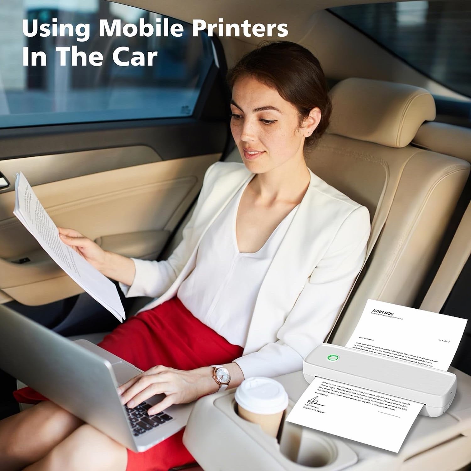 Portable Wireless Thermal Printer Inkless Travel Printer for Letter A4 A5 Paper