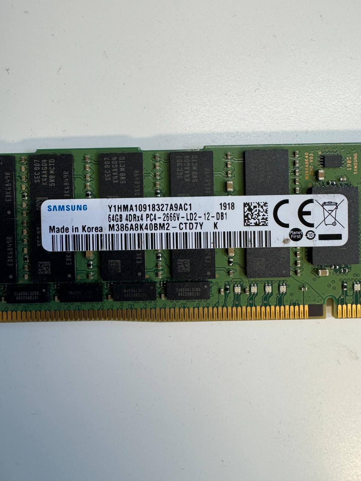 SAMSUNG 64GB (1X64GB) DDR4 2666MHz PC4-2666V M386A8K40BM2 SERVER MEMORY*QTY