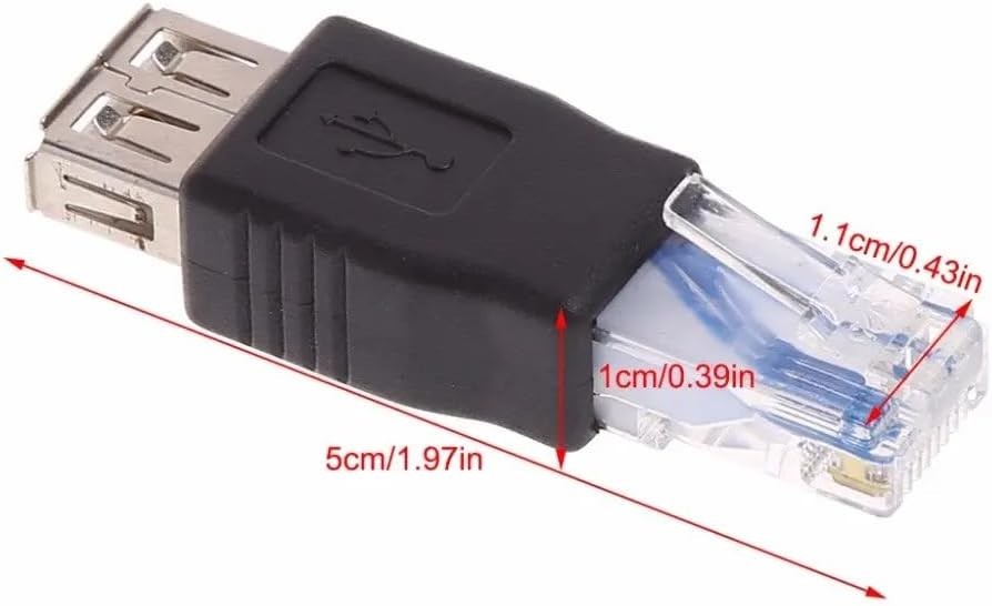 2 Pack Ethernet to USB Adapter, RJ45 Ethernet Male to USB Female Converter, USB