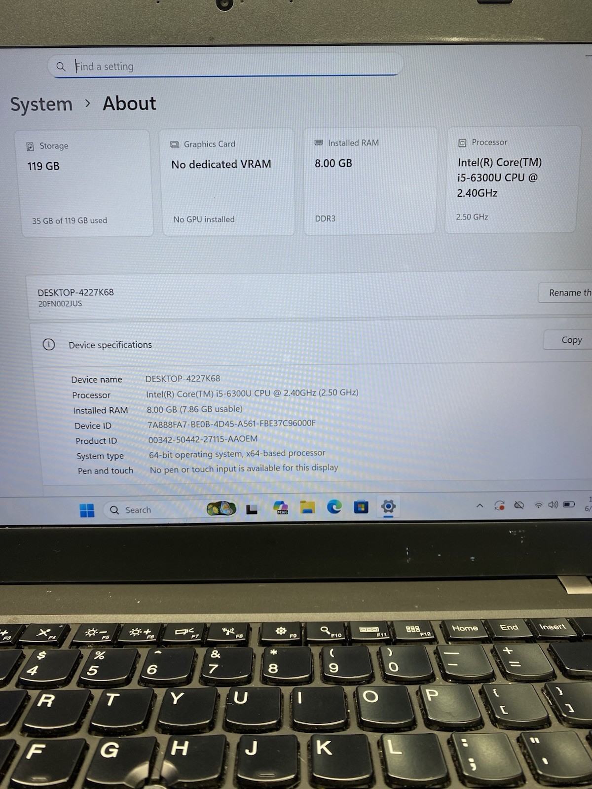 Lenovo ThinkPad T460 14″ Core i5-6300U @ 2.40GHz 8GB RAM 128GB SSD Windows 11 P