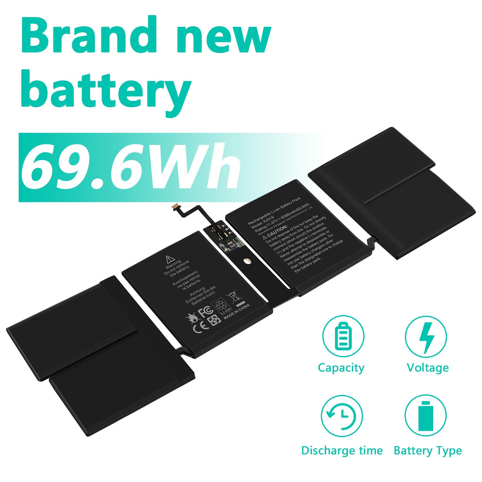 A2519 Replacement Battery for MacBook Pro A2442 14inch (2021) EMC 3650 8102