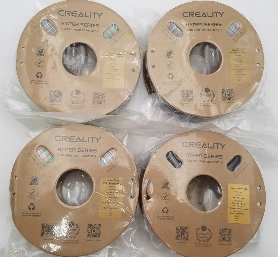 Mixed Lot of 4 Creality Hyper Series 3D Printer Filament spools 1.75mm,1kg/2.2lb