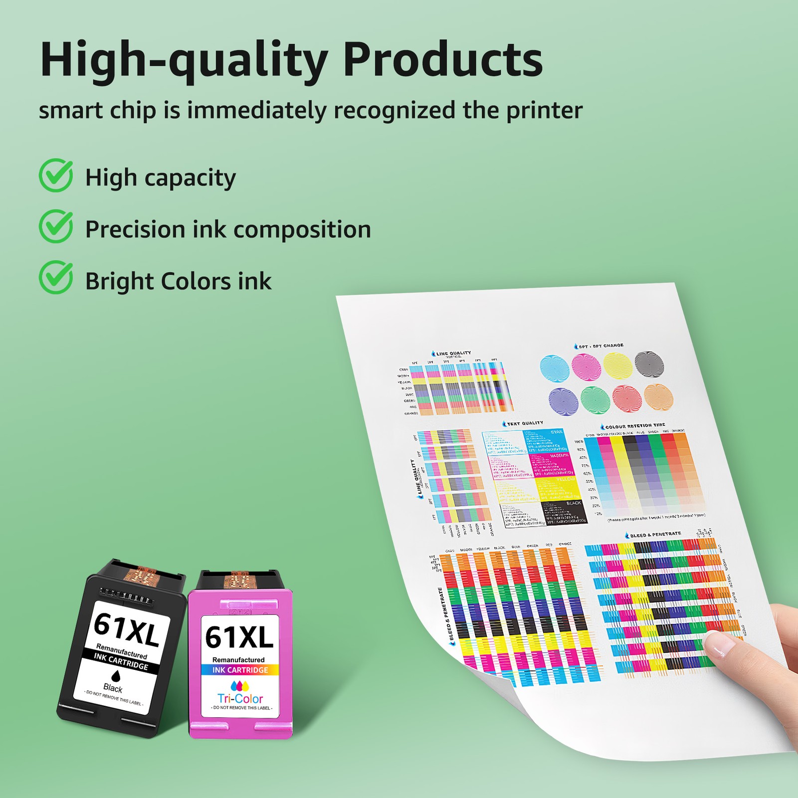 61XL Ink Cartridge Combo Pack for HP Ink 61 Works with HP Envy 4500 5530 Printer