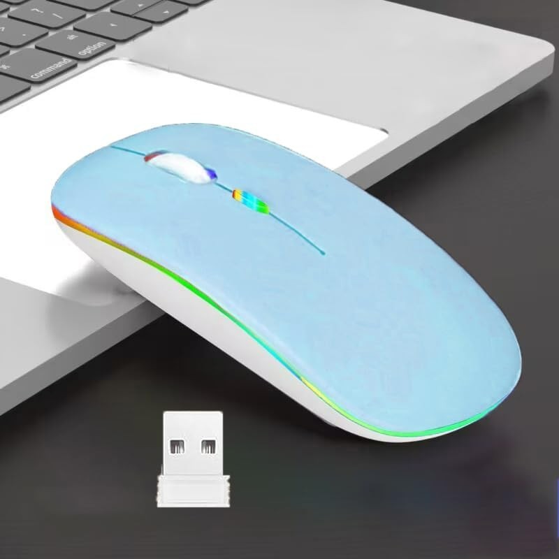 Colorful Dual Mode Bluetooth Mouse – Rechargeable, Slim & Silent for All Devices