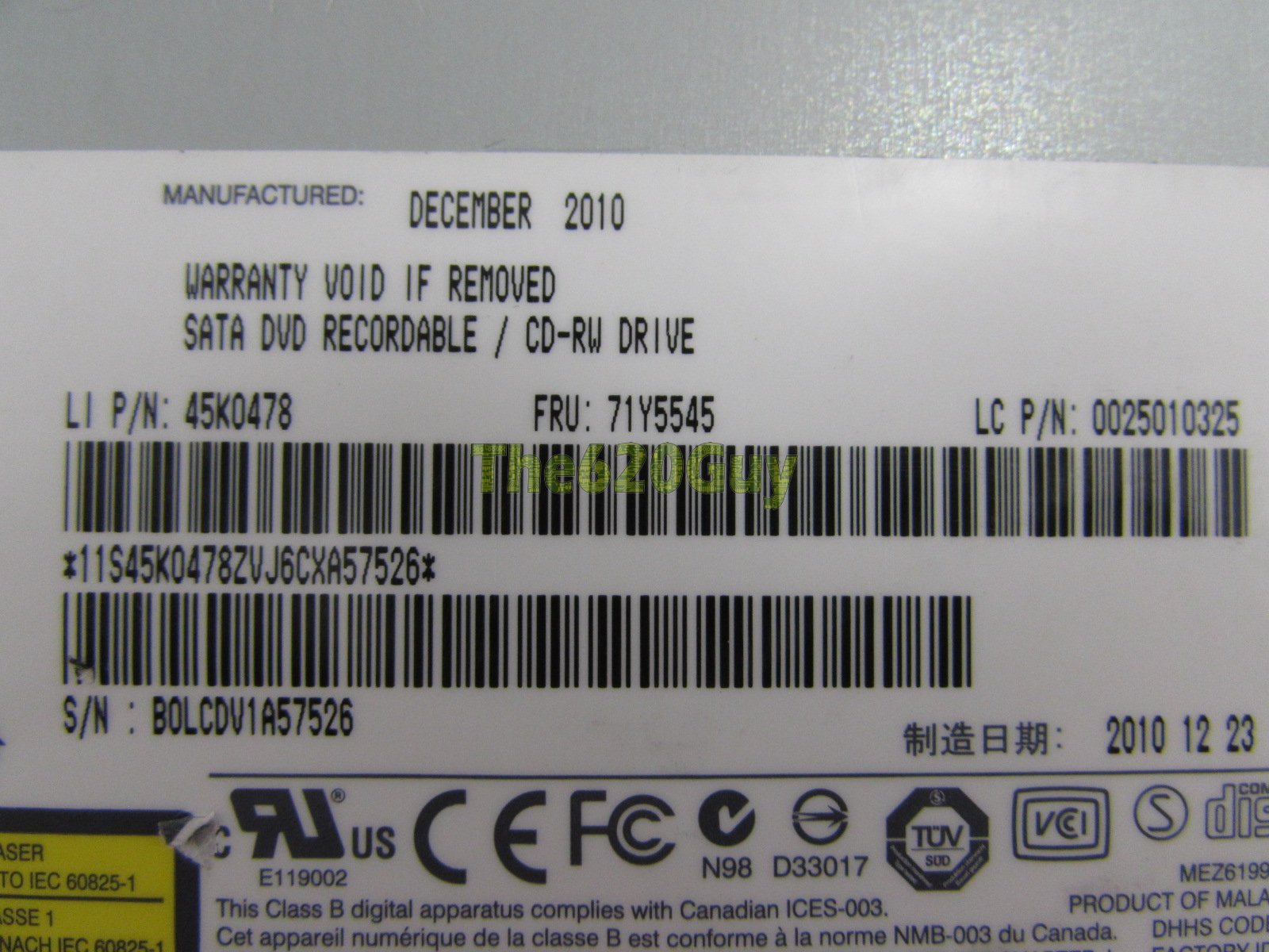 Lenovo 71Y5545 DVD±RW Dual Layer 2MB 5.25″ Black SATA Optical Drive H.L GH60N
