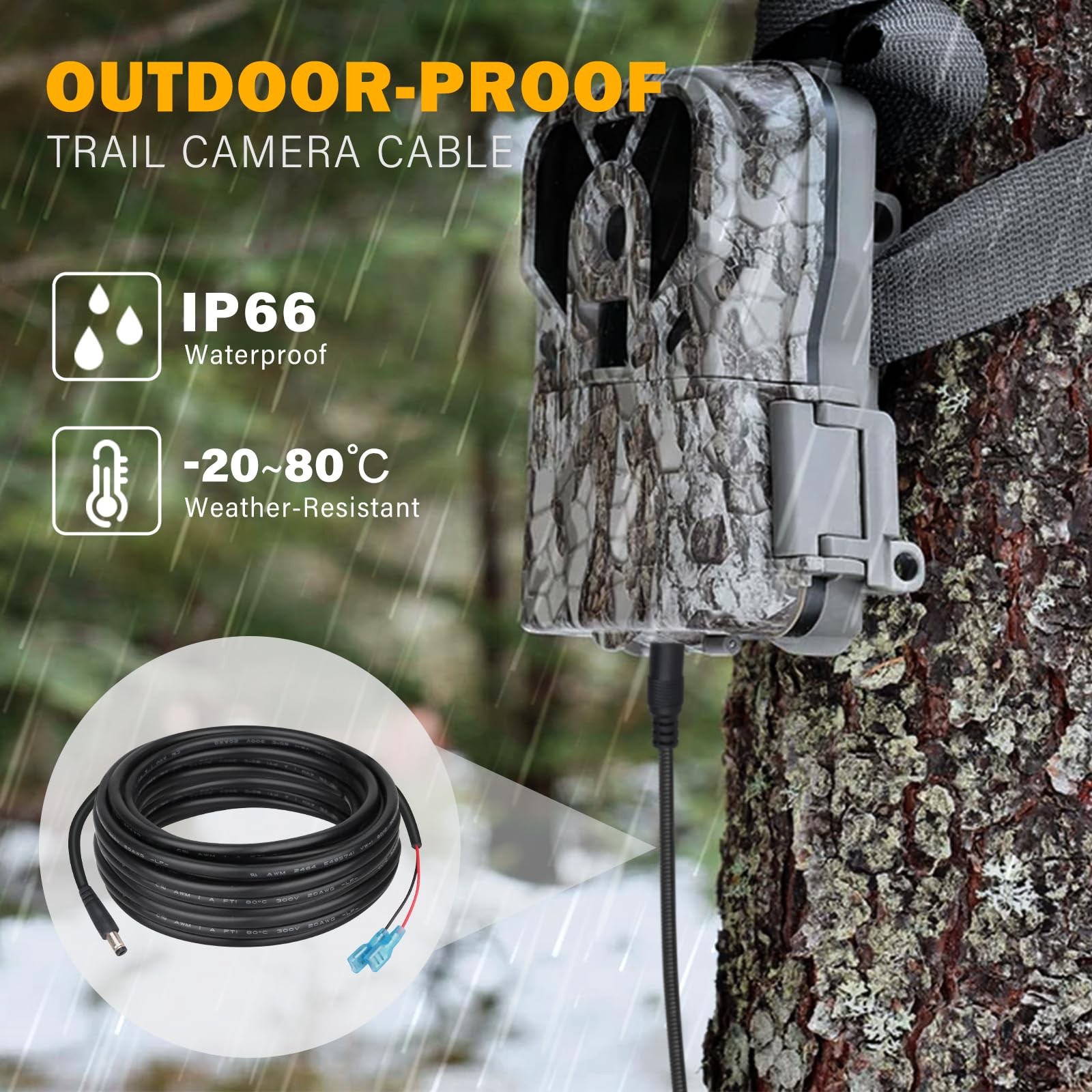 10 FT Trail Camera Power Cord 2 Pack,5.5×2.1mm DC External Power Cable,Compat…