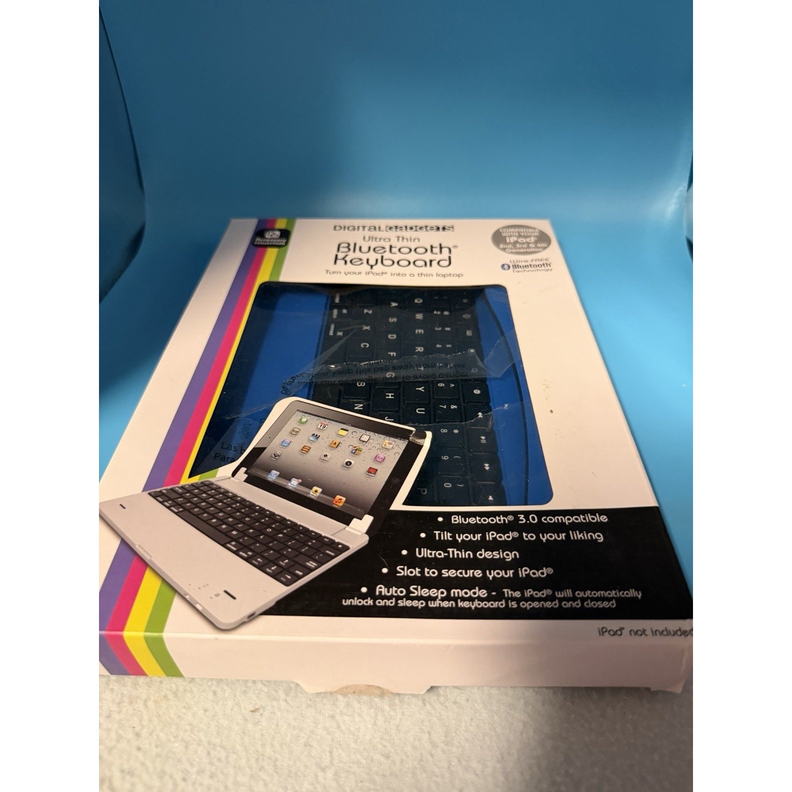 Digital Gadgets Ultra Thin Bluetooth Keyboard Dock, Black/Silver